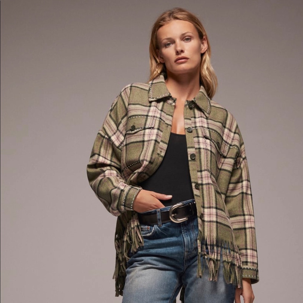 NWT Zara Wool Blend Fringed Shirt Jacket / Shacket